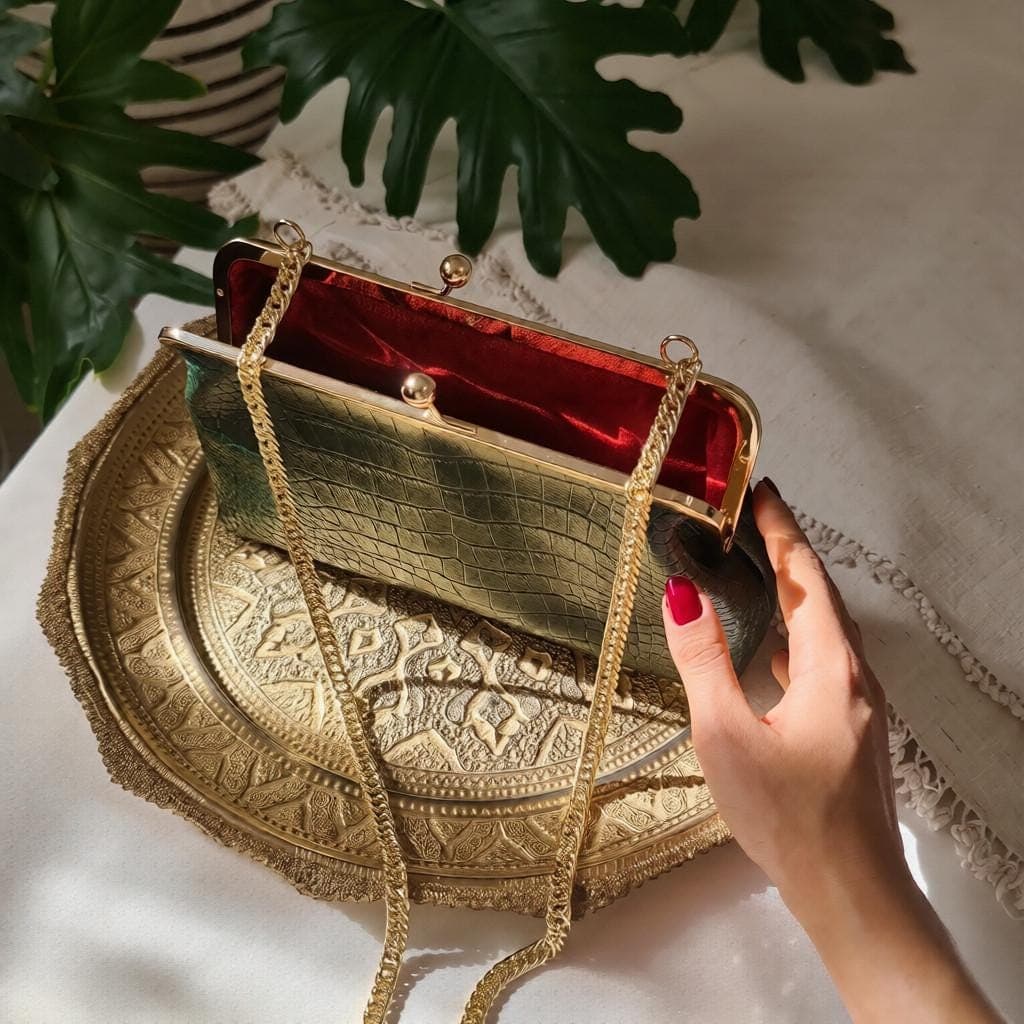 Emerald Green Leather Clutch
